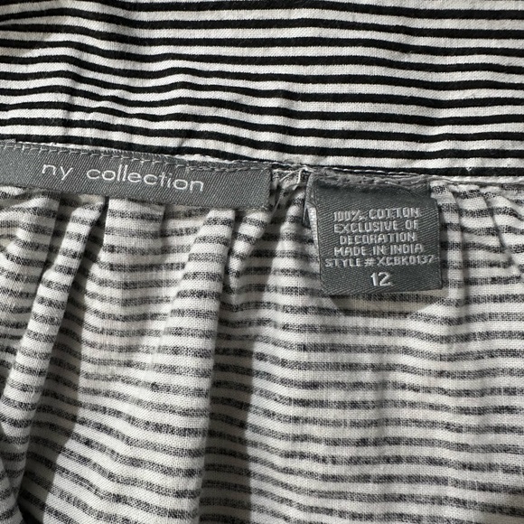 Women’s NY Collection Black Pin Strip A-Line Skirt w/floral embroidery, Size 12 - Picture 3 of 6